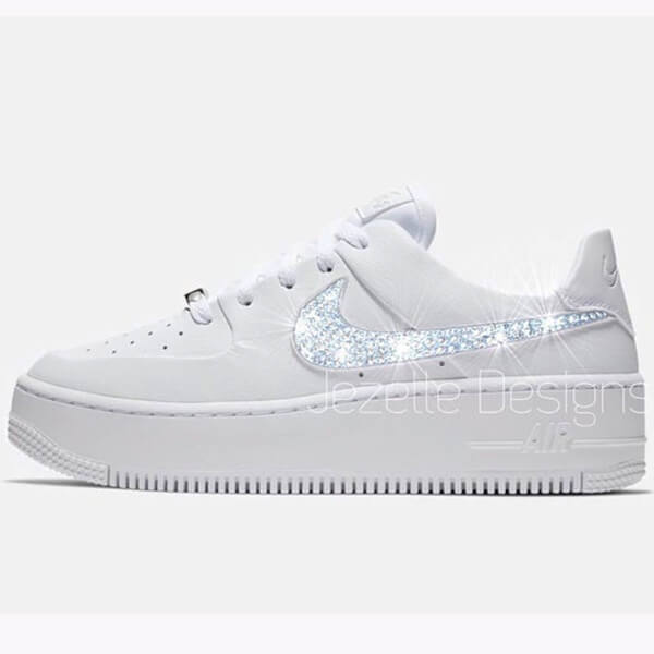 Bling Nike Air Force 1 Sage Low (All White) - Jezelle.com