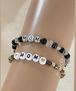 Custom MOM Beaded Bracelets, Personalized Jewelry, Custom Wording Bracelets, Mother friendship bracelets, I Love you Mom, Gifts for Her