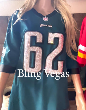 Custom EAGLES Jerseys DEPOSIT.  Rhinestone Bling Sports Jersey (Pics are examples) *Please Read Full Description -Any Team, Sport, Player