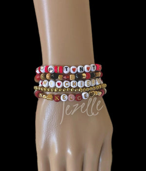 5 PACK Taylor Swift Friendship Bracelets, Taylor N Travis Kelce, KC Chiefs Stacked set of Assorted Bracelets Swiftie Friendship Bracelets