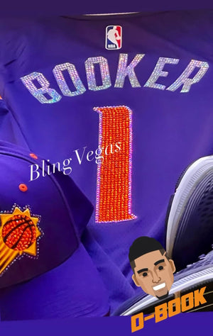 Custom Bling SUNS Jersey, Embellished Rhinestone Bedazzled Phoenix Suns Basketball Jersey, NBA Playoffs Shirts, Devin Booker Jersey #1