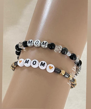 Custom MOM Beaded Bracelets, Personalized Jewelry, Custom Wording Bracelets, Mother friendship bracelets, I Love you Mom, Gifts for Her