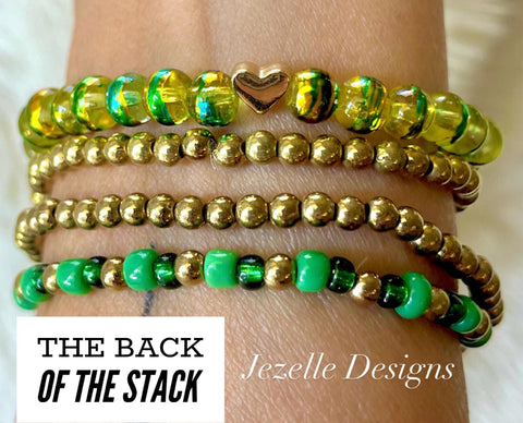 Image of St. Patrick's day Themed Custom Bracelets, Kiss Me I'm Irish, Lucky, St. Paddy's Day Green, Jewelry, Personalized Beaded Stretchy Bracelets