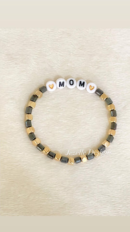 Image of Custom MOM Beaded Bracelets, Personalized Jewelry, Custom Wording Bracelets, Mother friendship bracelets, I Love you Mom, Gifts for Her